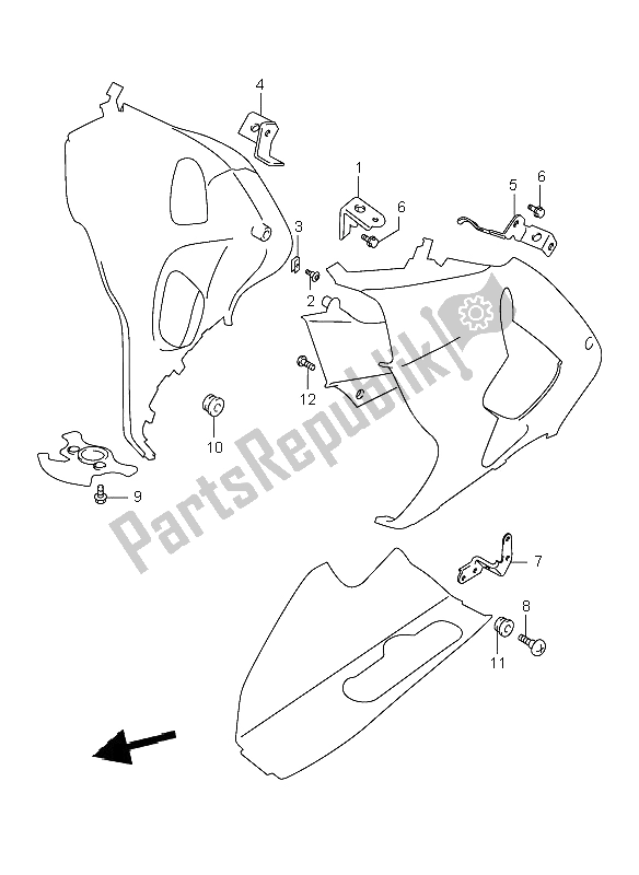 Tutte le parti per il Sotto Le Parti Dell'installazione Della Carenatura del Suzuki TL 1000R 2001