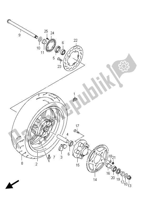 Todas as partes de Roda Traseira (sfv650a E21) do Suzuki SFV 650A Gladius 2012