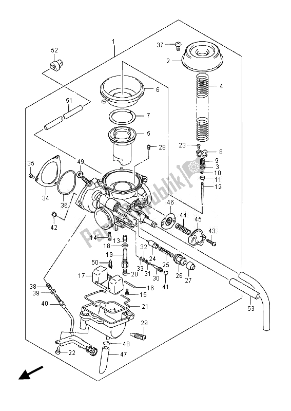 All parts for the Carburetor of the Suzuki LT F 250 Ozark 2014