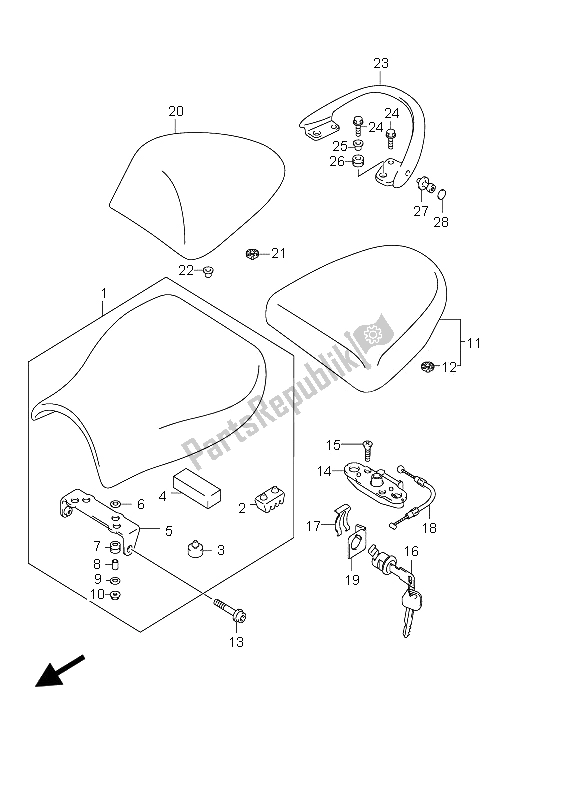 Tutte le parti per il Posto A Sedere del Suzuki GSX 1300R Hayabusa 2006