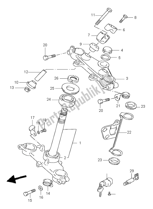 All parts for the Steering Stem of the Suzuki DR 125 SE 1998