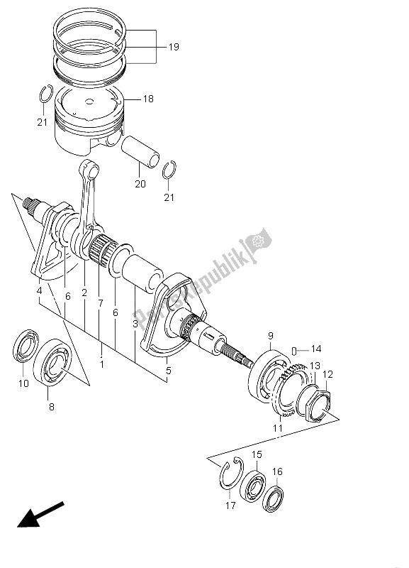 All parts for the Crankshaft of the Suzuki LT A 750X Kingquad AXI 4X4 Limited 2008