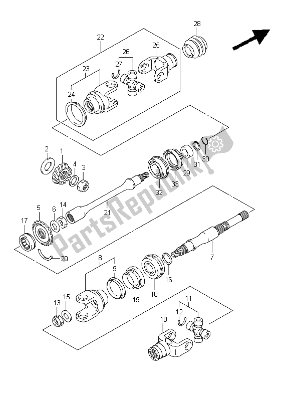 All parts for the Secondary Drive (lt-a400fz P17) of the Suzuki LT A 400Z Kingquad ASI 4X4 2012