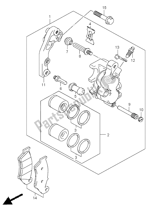 Tutte le parti per il Pinza Anteriore del Suzuki RM 250 2004