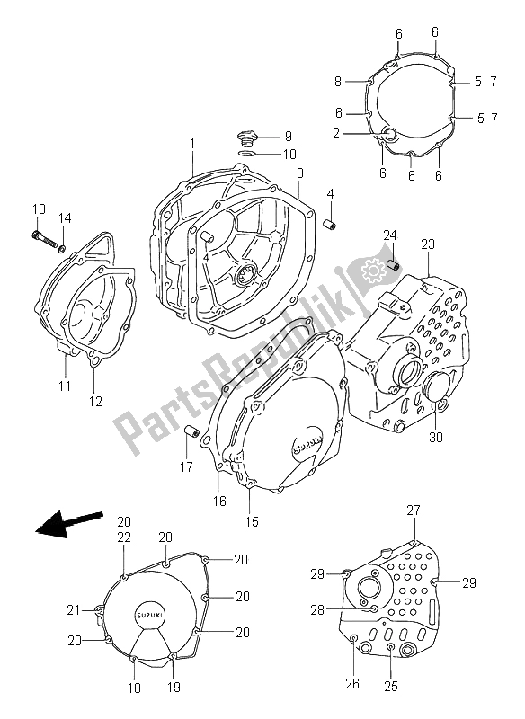 Todas las partes para Tapa Del Cárter de Suzuki GSX 750F 1995