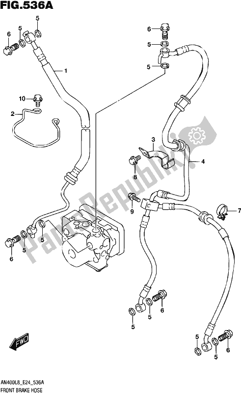All parts for the Front Brake Hose of the Suzuki Burgman AN 400 2018