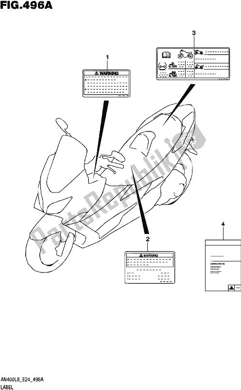 All parts for the Label of the Suzuki Burgman AN 400 2018