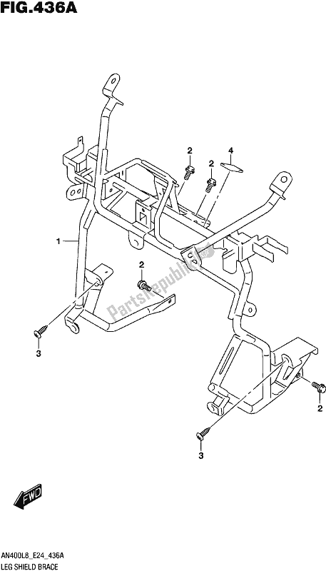 All parts for the Leg Shield Brace of the Suzuki Burgman AN 400 2018