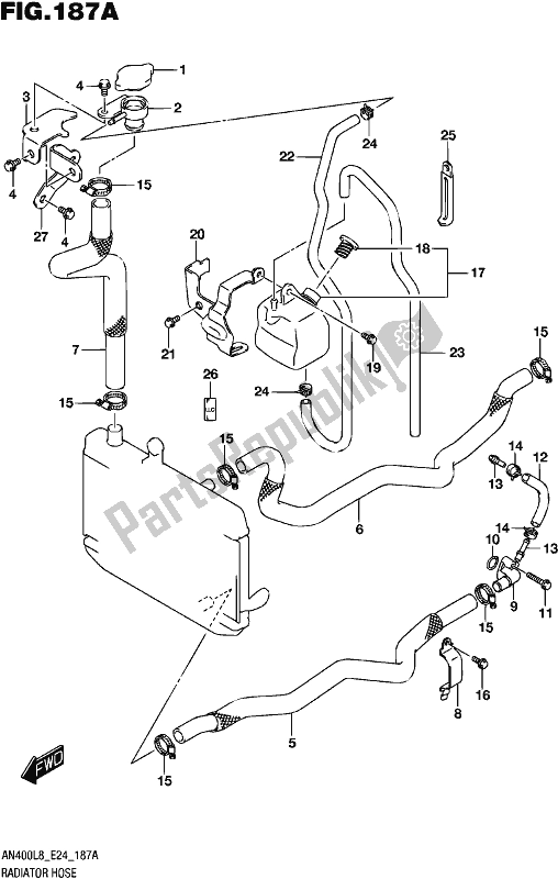 Alle onderdelen voor de Radiator Slang van de Suzuki Burgman AN 400 2018