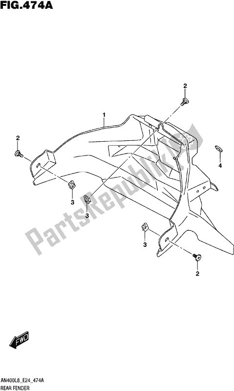 All parts for the Rear Fender of the Suzuki Burgman AN 400 2018