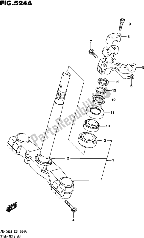 All parts for the Steering Stem of the Suzuki Burgman AN 400 2018