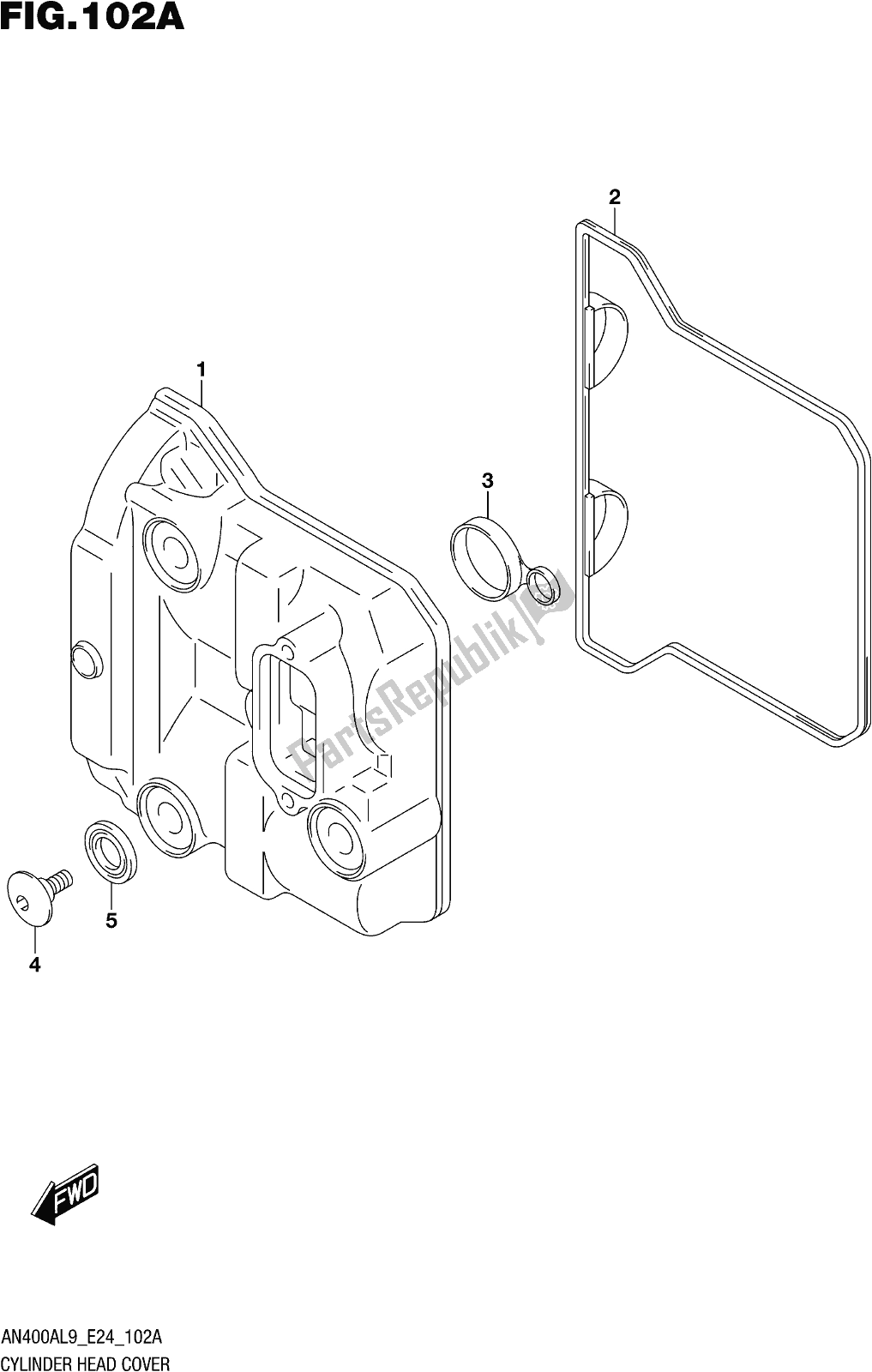 Toutes les pièces pour le Fig. 102a Cylinder Head Cover du Suzuki Burgman AN 400A 2019