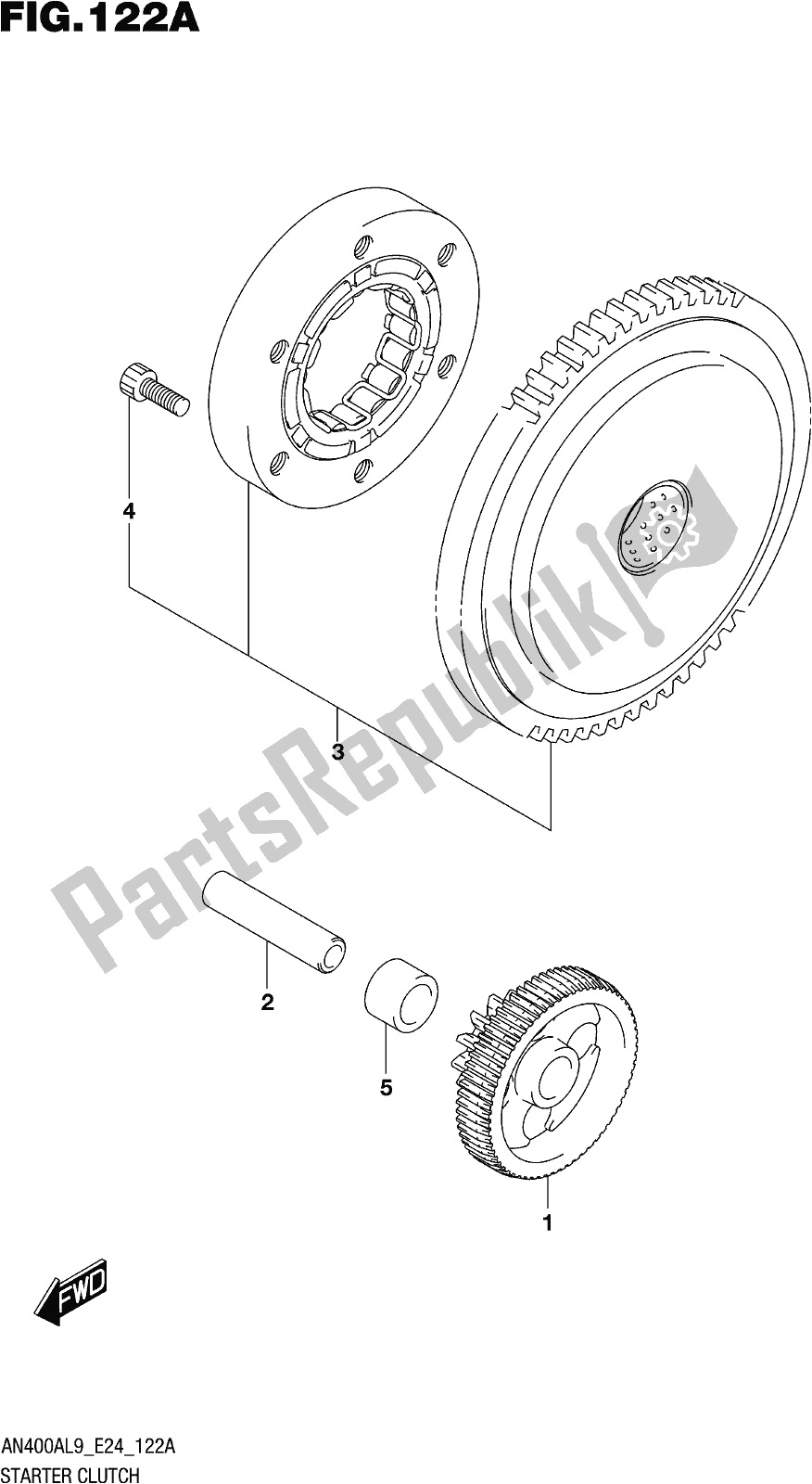 Todas las partes para Fig. 122a Starter Clutch de Suzuki Burgman AN 400A 2019