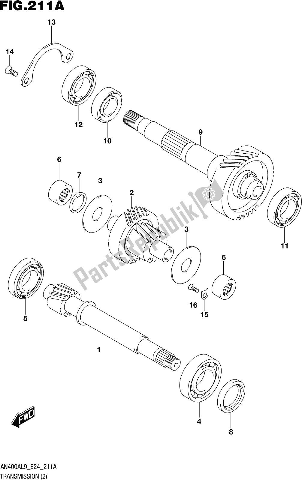 Toutes les pièces pour le Fig. 211a Transmission (2) du Suzuki Burgman AN 400A 2019