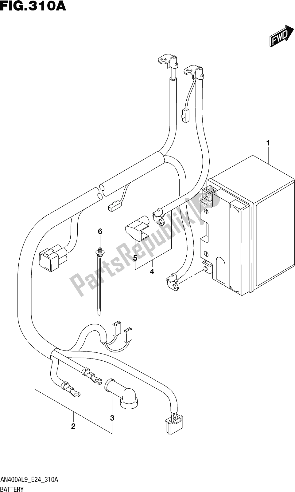 Todas las partes para Fig. 310a Battery de Suzuki Burgman AN 400A 2019