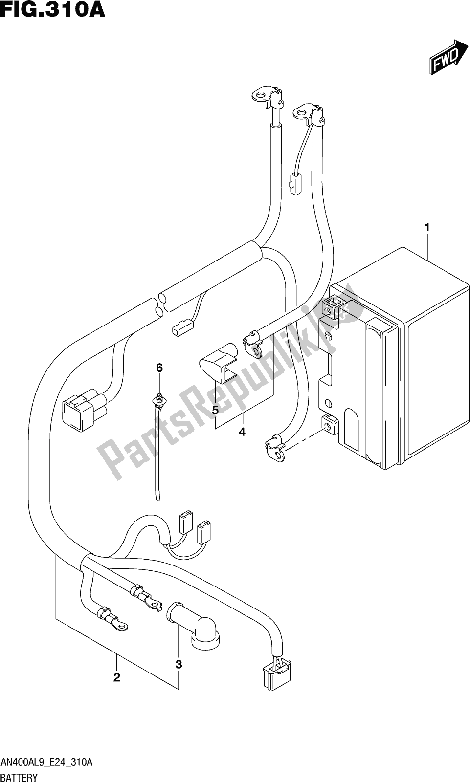 Toutes les pièces pour le Fig. 310a Battery du Suzuki Burgman AN 400A 2019