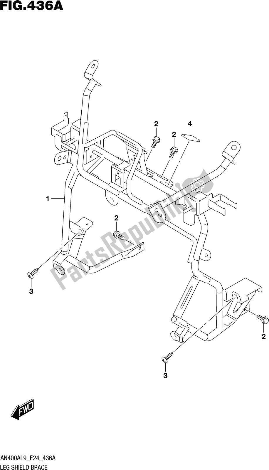 Todas las partes para Fig. 436a Leg Shield Brace de Suzuki Burgman AN 400A 2019