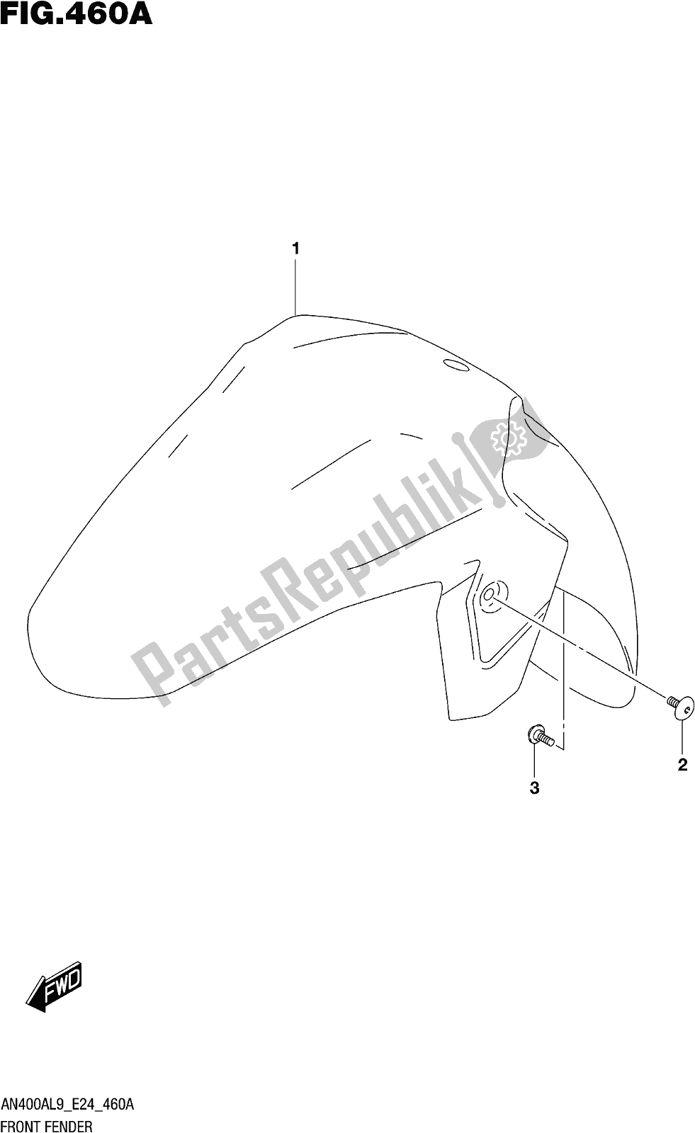 Tutte le parti per il Fig. 460a Front Fender del Suzuki Burgman AN 400A 2019