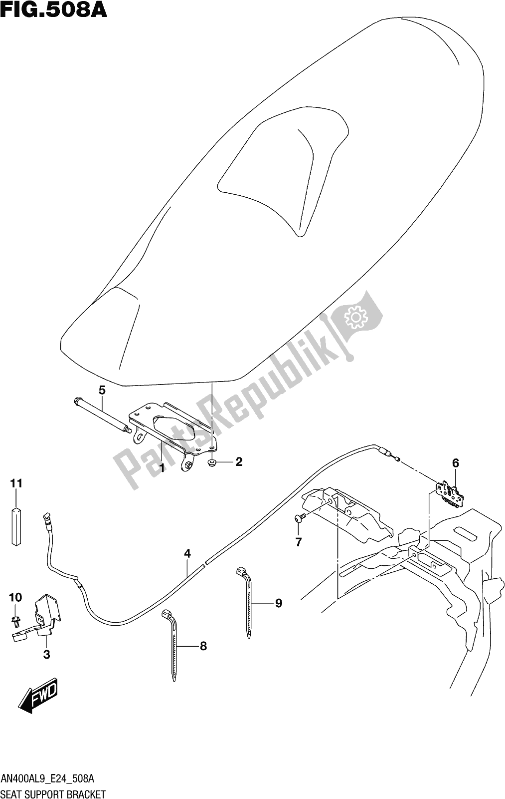 Tutte le parti per il Fig. 508a Seat Support Bracket del Suzuki Burgman AN 400A 2019