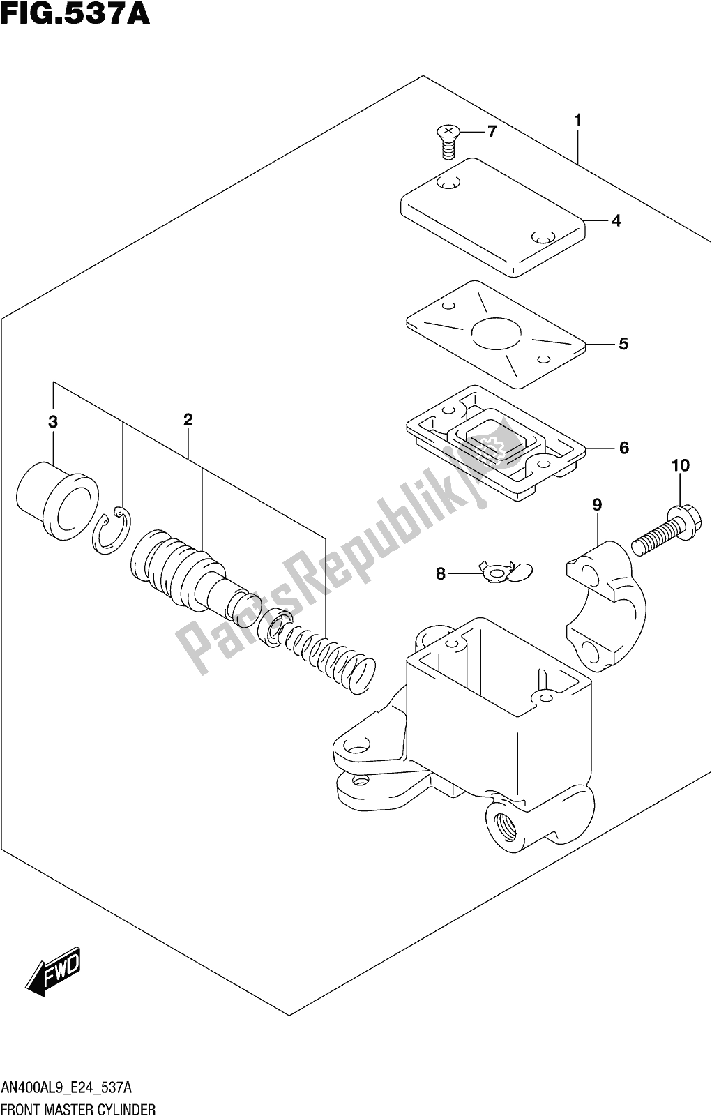 Tutte le parti per il Fig. 537a Front Master Cylinder del Suzuki Burgman AN 400A 2019