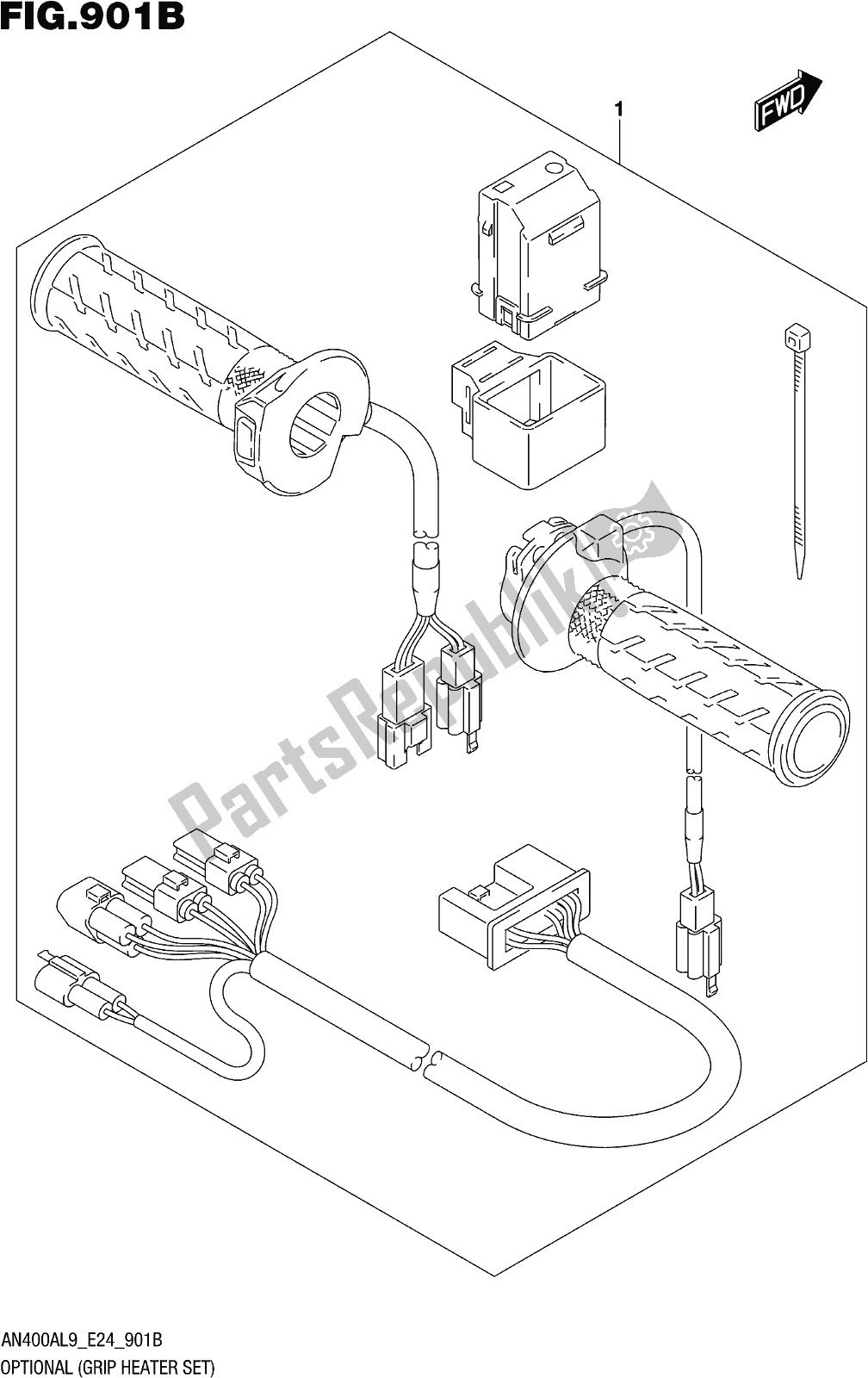 Tutte le parti per il Fig. 901b Optional (grip Heater Set) del Suzuki Burgman AN 400A 2019