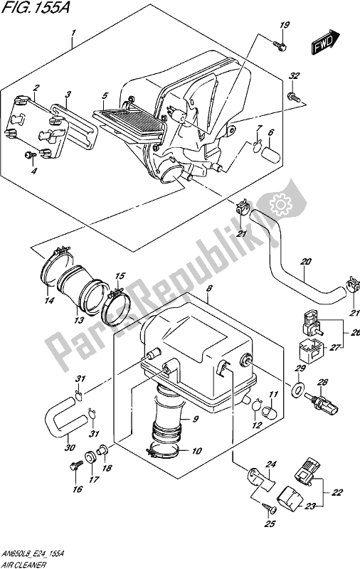 All parts for the Air Cleaner of the Suzuki AN 650 2018