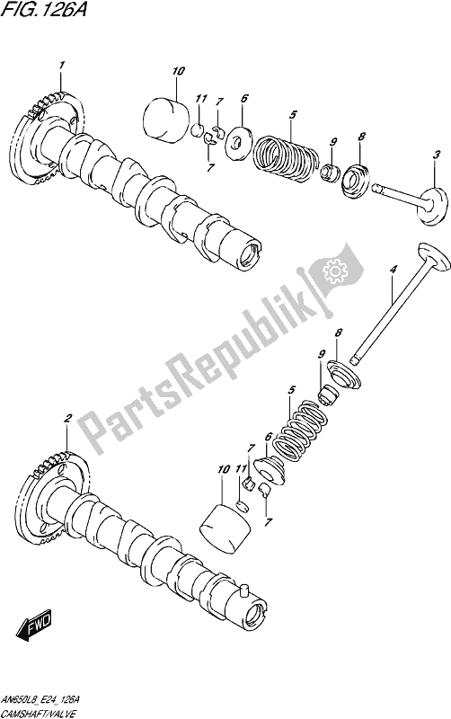 All parts for the Camshaft/valve of the Suzuki AN 650 2018