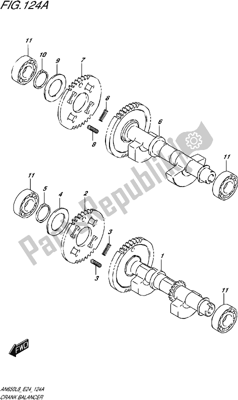 All parts for the Crank Balancer of the Suzuki AN 650 2018