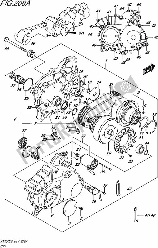 All parts for the Cvt of the Suzuki AN 650 2018