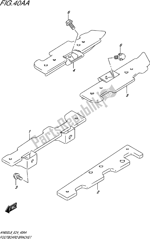 All parts for the Footboard Bracket of the Suzuki AN 650 2018