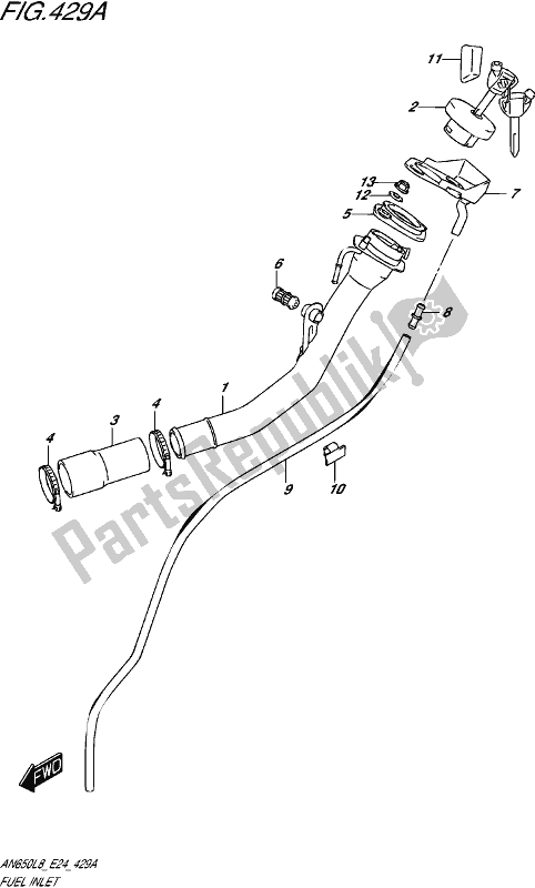 All parts for the Fuel Inlet of the Suzuki AN 650 2018