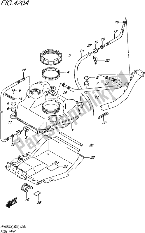 Tutte le parti per il Serbatoio Di Carburante del Suzuki AN 650 2018