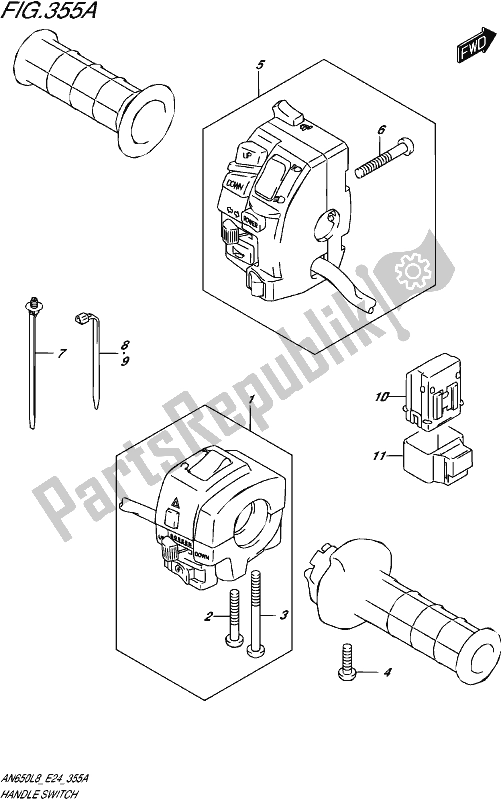 All parts for the Handle Switch of the Suzuki AN 650 2018