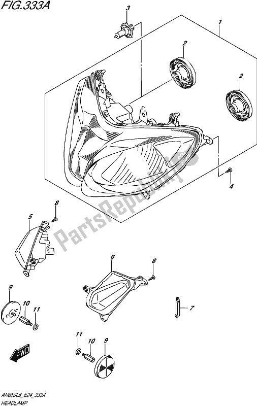 Tutte le parti per il Faro del Suzuki AN 650 2018