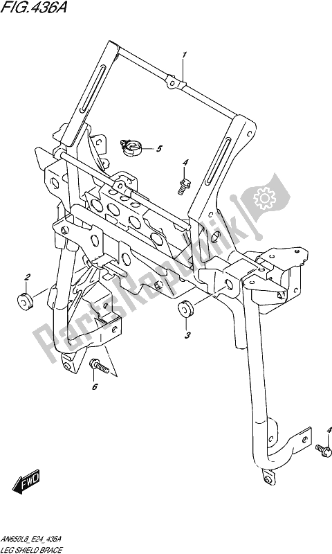 All parts for the Leg Shield Brace of the Suzuki AN 650 2018