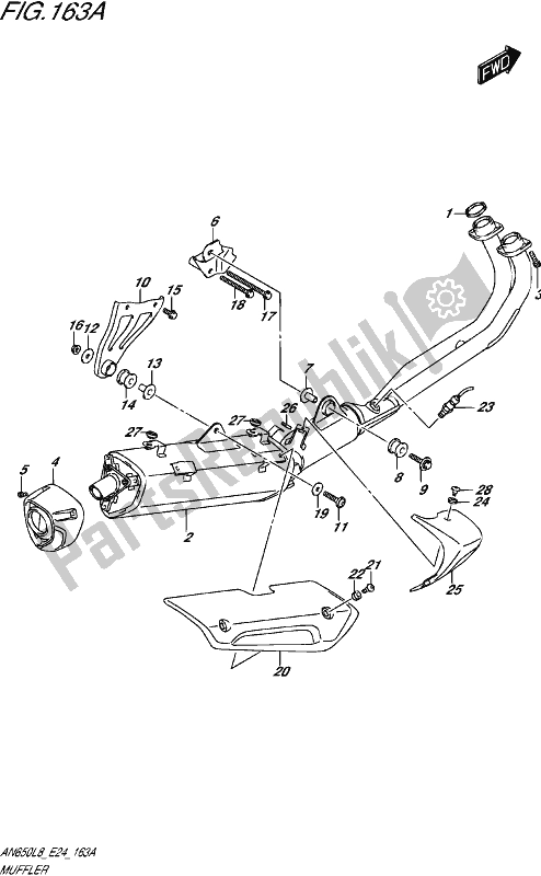 Tutte le parti per il Silenziatore del Suzuki AN 650 2018