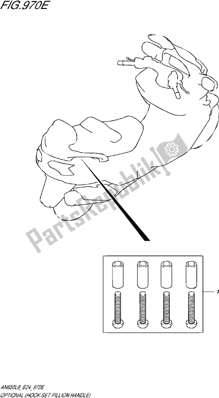 All parts for the Optional (hook Set Pillion Handle) of the Suzuki AN 650 2018