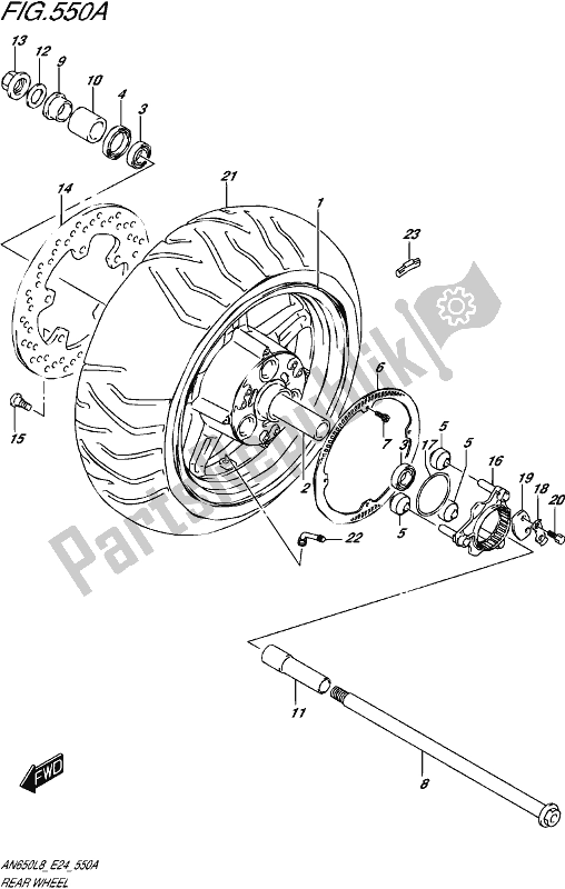 Todas las partes para Rueda Trasera de Suzuki AN 650 2018