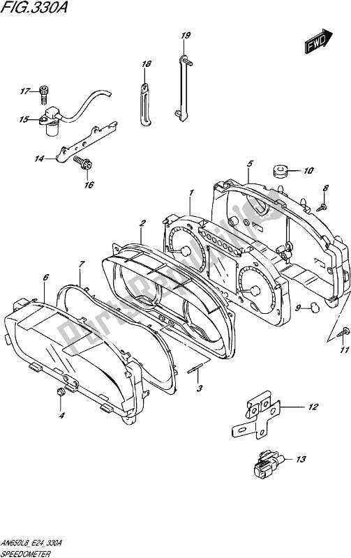 All parts for the Speedometer of the Suzuki AN 650 2018