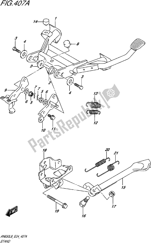 All parts for the Stand of the Suzuki AN 650 2018