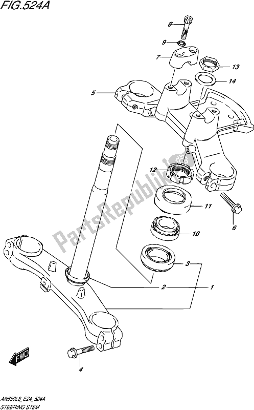 Tutte le parti per il Gambo Dello Sterzo del Suzuki AN 650 2018