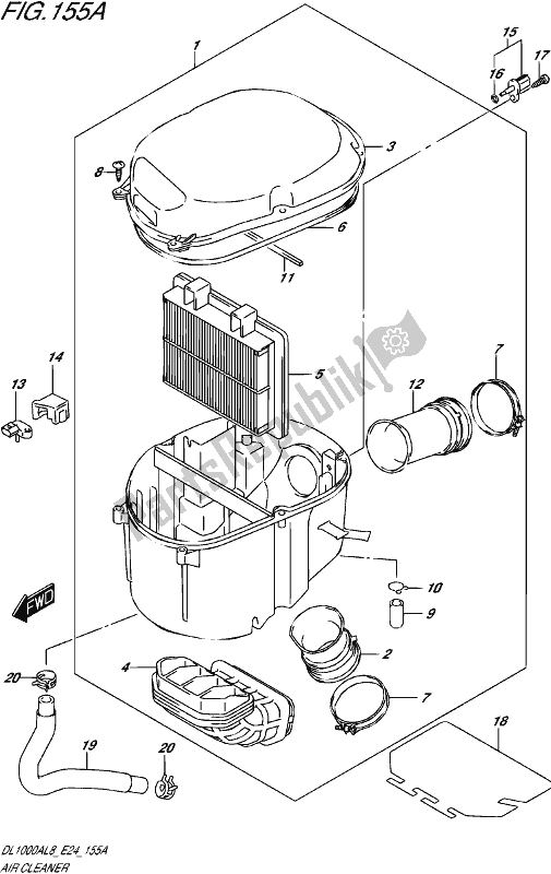 All parts for the Air Cleaner of the Suzuki DL 1000A 2018