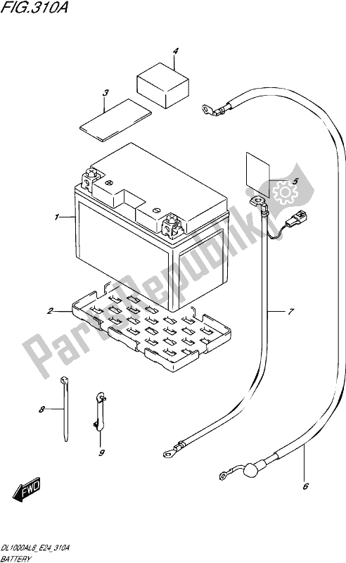 All parts for the Battery of the Suzuki DL 1000A 2018