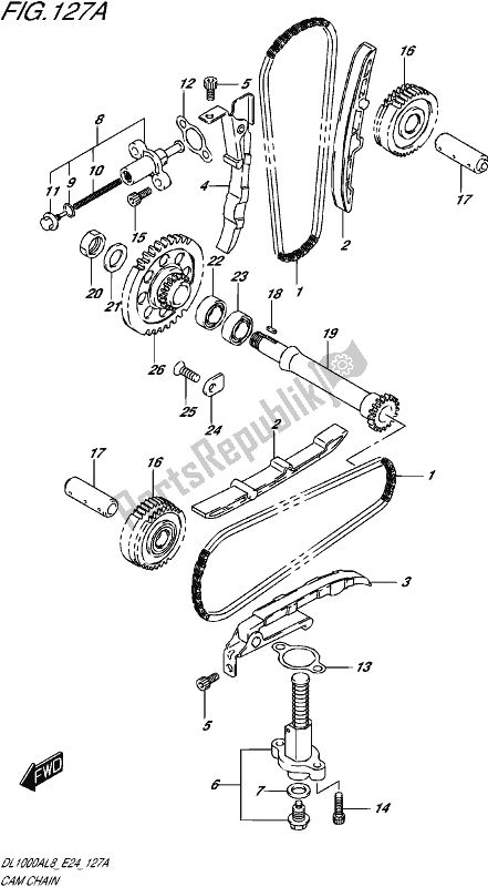 All parts for the Cam Chain of the Suzuki DL 1000A 2018