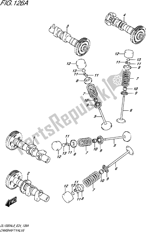 All parts for the Camshaft/valve of the Suzuki DL 1000A 2018