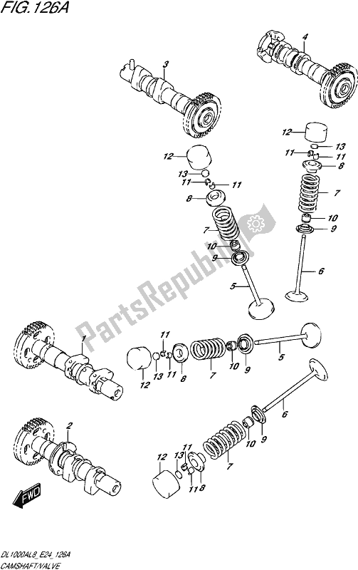 All parts for the Camshaft/valve of the Suzuki DL 1000A 2018