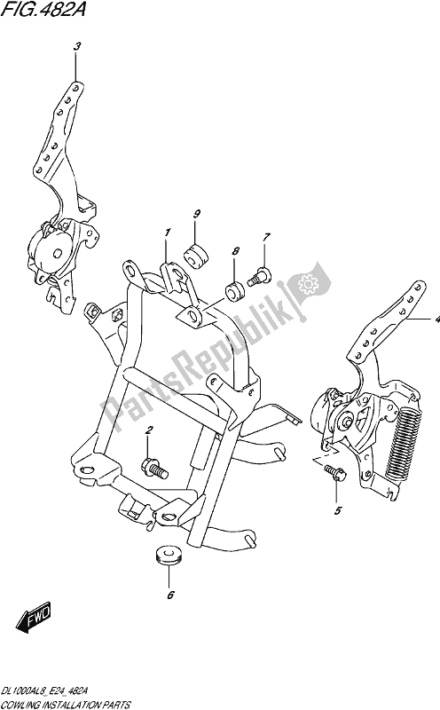 All parts for the Cowling Installation Parts of the Suzuki DL 1000A 2018