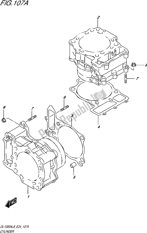 All parts for the Cylinder of the Suzuki DL 1000A 2018