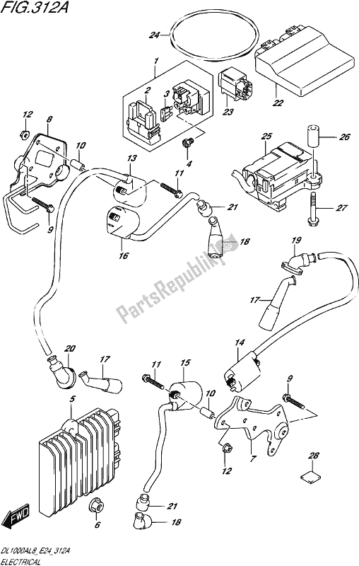 All parts for the Electrical of the Suzuki DL 1000A 2018