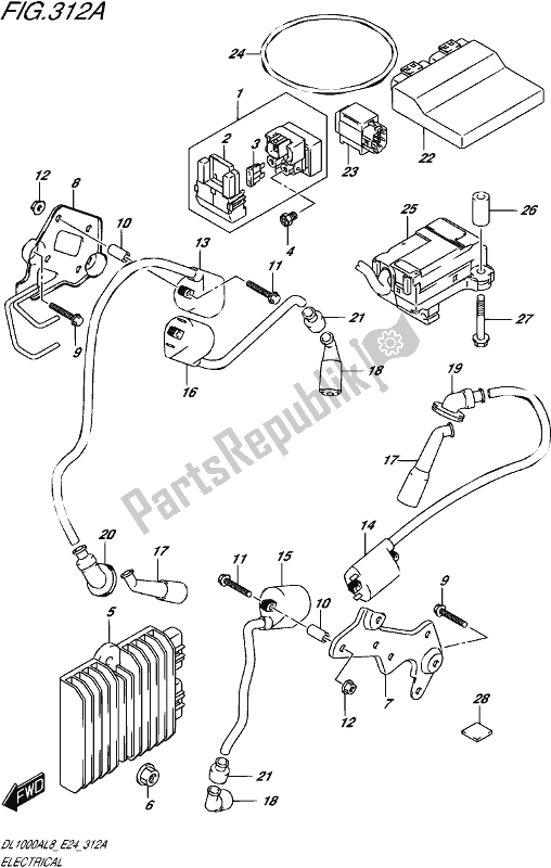 Toutes les pièces pour le électrique du Suzuki DL 1000A 2018